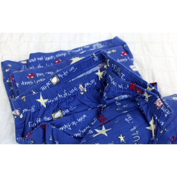 Delicates Blue Flannel Pajama Set sz L Dreams Star Moon Sleep Shirt Pants PJ - Picture 7 of 7
